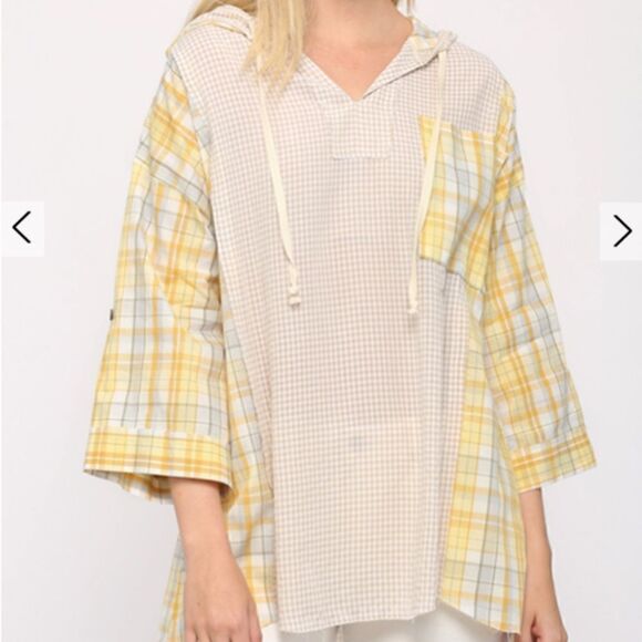 GIGIO Tops - Yellow Plaid Women's Tunic Top